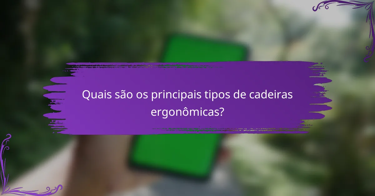 Quais são os principais tipos de cadeiras ergonômicas?